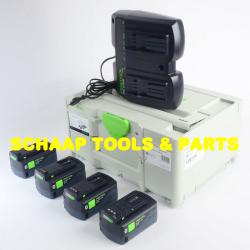 Accupack 18 volt 5,0 Ah ENERGIE-SET 4x accu met TCL 6 DUO lader in SYS3 M 187 | 577709